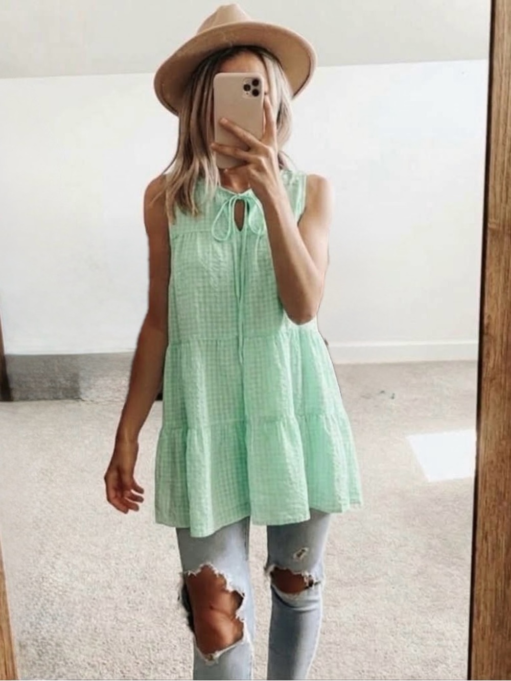 NEW TOPSHOP Tunic Blouse Tiered Sleeveless Tie Neck size 4